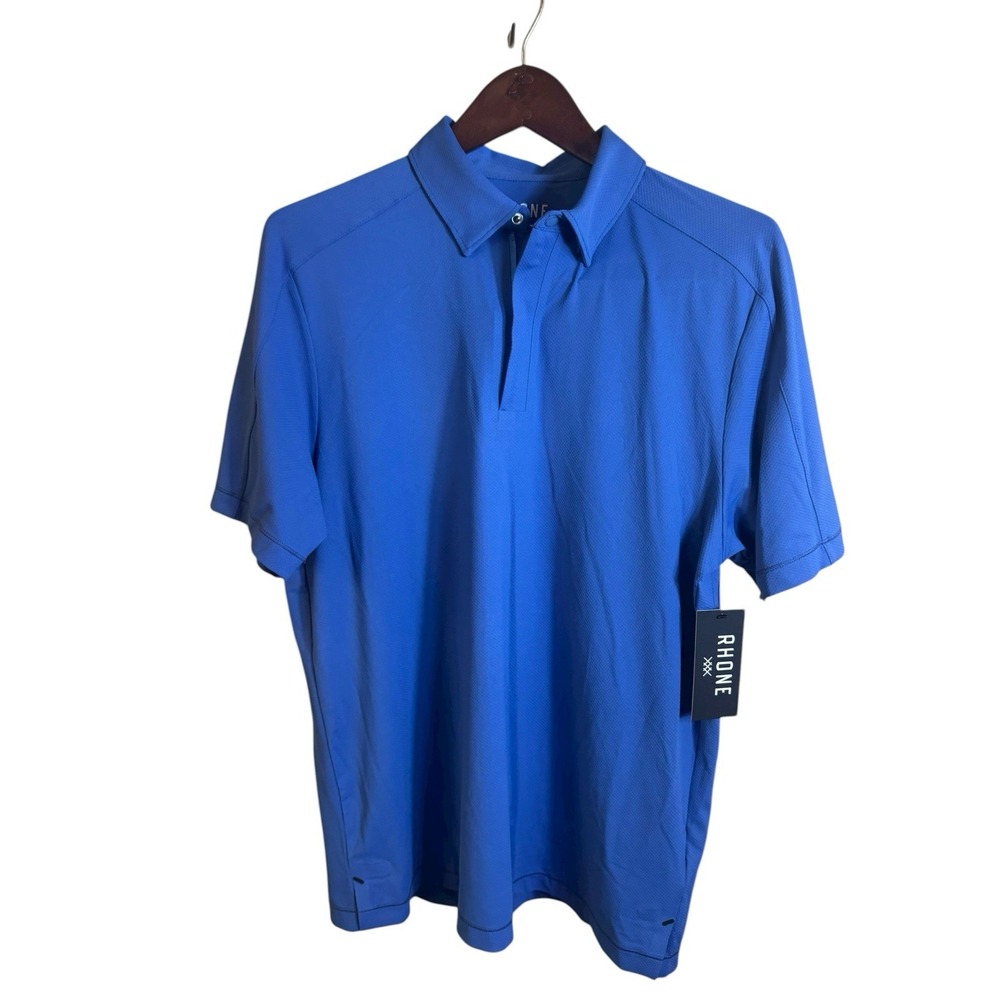 NWT RHONE Momentum Tech Golf Zip Polo Blue Stretch‎ Performance